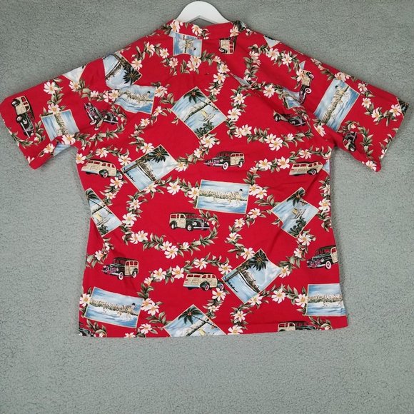 Hilo Hattie Men's XL Shirt Hawaiian Hawaii Floral Cars Button Up Vacation Travel - Picture 2 of 11
